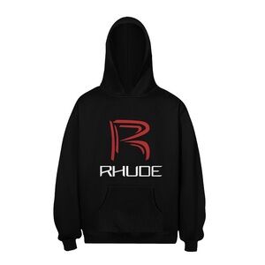 Rhude Black and Red Hoodie